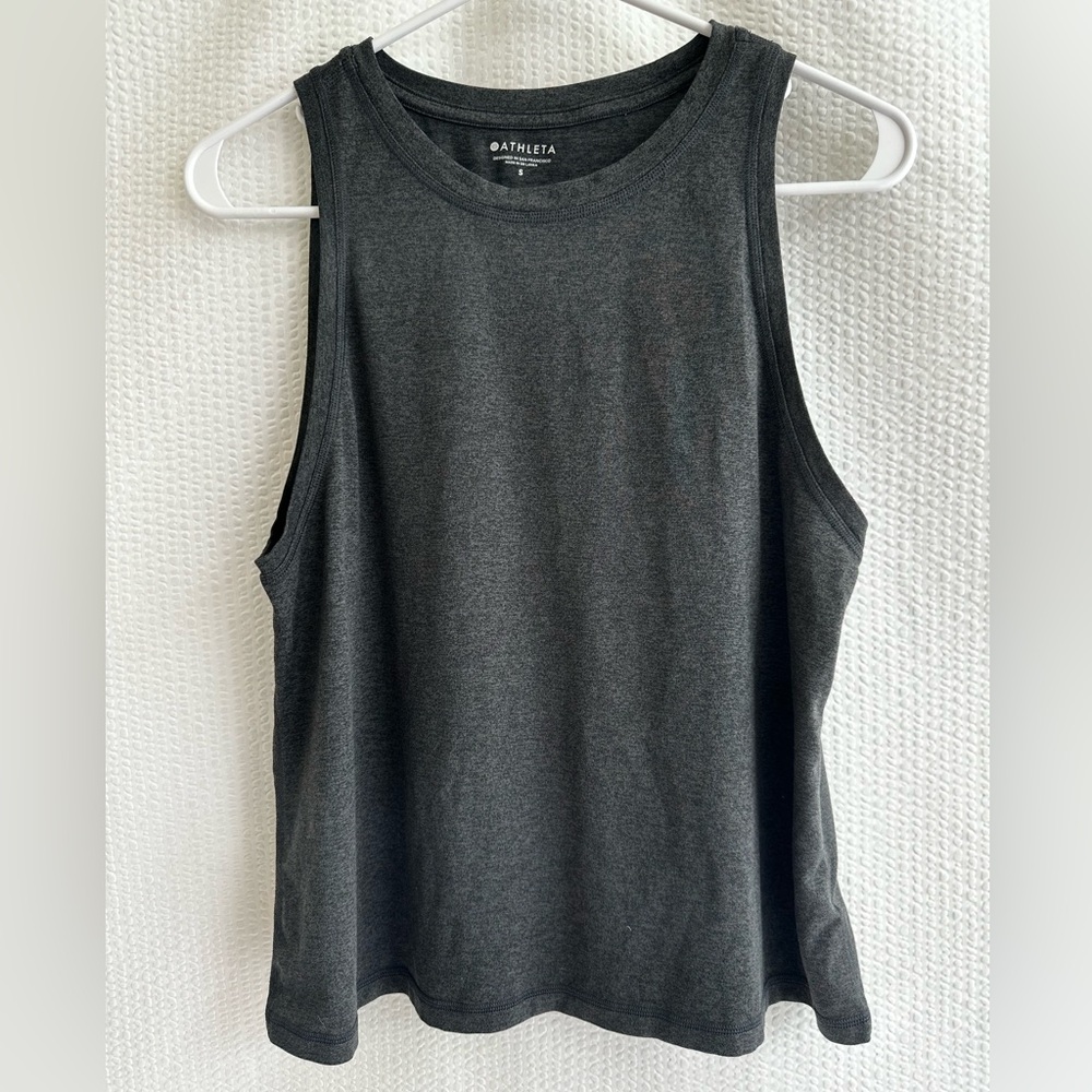 Athleta Uptempo Charcoal Gray High Neck Workout Tank Top Women’s Small Yoga